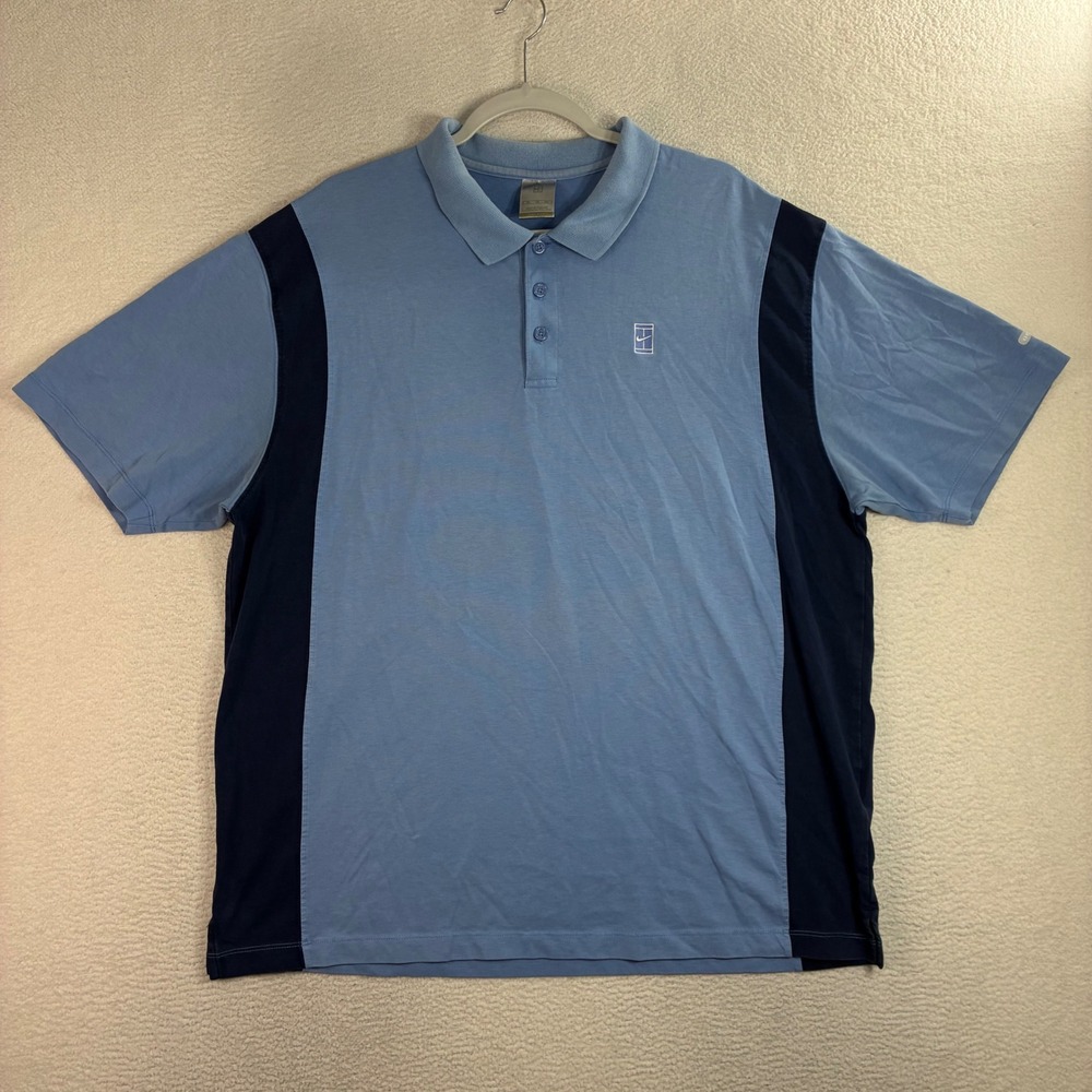 Vintage Nike Court Polo Shirt Men XL Blue Tennis Preppy Casual Dri Fit Y2K - Picture 2 of 7